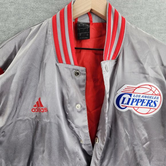 VTG Los Angeles Clippers Jacket Mens Large Silver Red NBA Court Warm Up Adidas - Picture 6 of 16